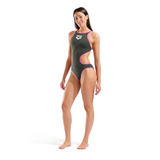 Arena One Biglogo Shocking Sage/Pink Swimsuit