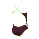Arena Junior Team Stripe Swimsuit - Red Wine