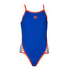 Arena Junior Team Stripe Swimsuit - Neon Blue