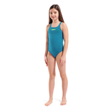 Arena Pro Solid Girls Swimsuit - Blue / Water front view