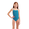Arena Challenge Solid Girls Swimsuit - Blue / Water front view