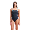 Arena Team Solid Challenge Asphalt Grey Swimsuit front of suit showing light blue detailing