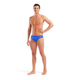 Arena Team Solid Blue & Orange Swim Brief full body view