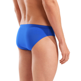 Arena Team Solid Blue & Orange Swim Brief close up rear showing 7cm side seam