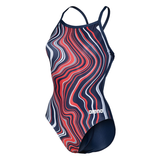 Arena Marbled Lightdrop Back Navy / Red Swimsuit
