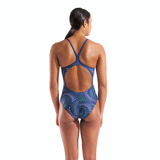 Arena Fireflow Lightdrop Navy & Green Swimsuit back view showing lightdrop style back