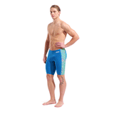 Arena Snakeskin Blue Jammer whole body view showing pattered side panel and 45cm side seam