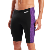Arena Snakeskin Black and Purple Jammerclose up showing purple side panel snakeskin pattern
