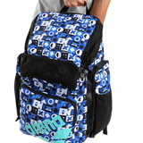 Arena All Set Backpack 45 - Pieces close up showing blue , black and white geometric pattern