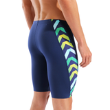 Arena Texture Navy Jammer close up showing patterned side panel and 45cm side seam