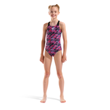 Arena Girl's Draft Black & Red Swimsuit 