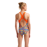 Arena Girl's Draft Swimsuit back view showing orange straps