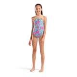 Arena Girl's Spring Pink & Blue Swimsuit whole body view