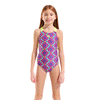Arena Girls Floral Swimsuit - Violet / Lime