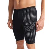 Arena Distortion Black Jammer close up of front showing white on black design and 45cm side seam