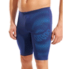 Arena Distortion Navy Jammer close up showing turquoise design on left leg
