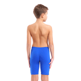 Arena Boy's Bold Jammer - Neon Blue / Lime rear view showing plain neon blue