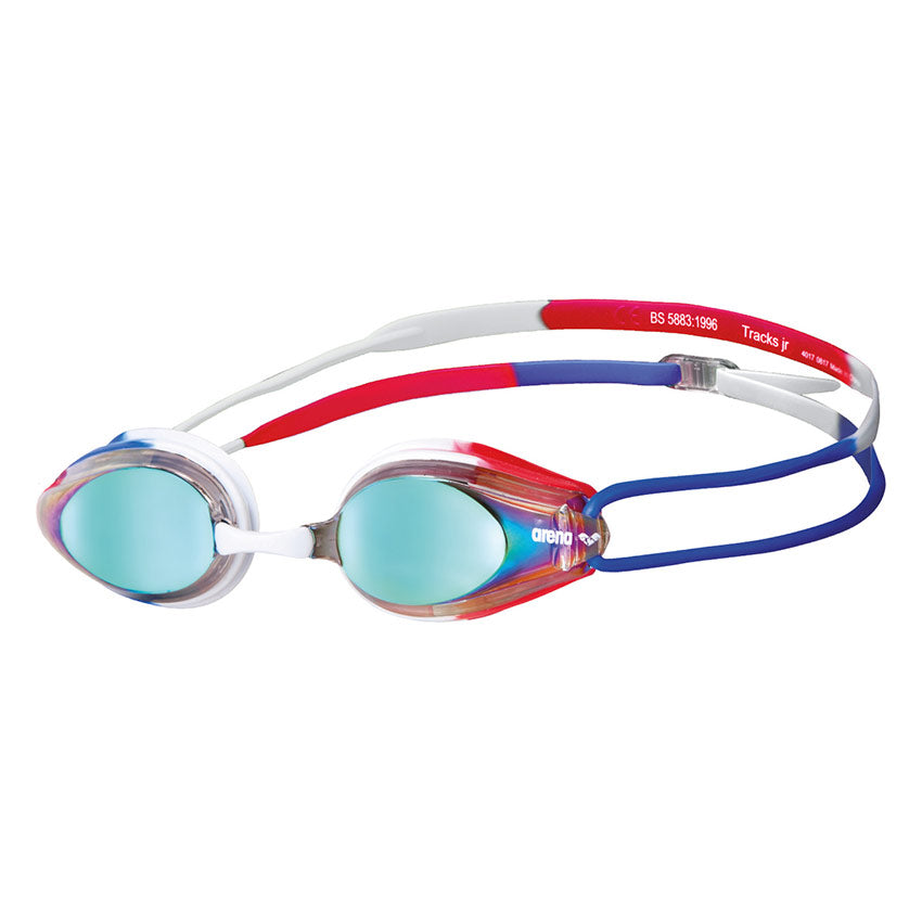 Red White Blue Arena Tracks JUNIOR Mirrored Goggles