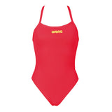 Arena 'Solid Light Tech' Fluo Red High Leg Swimsuit