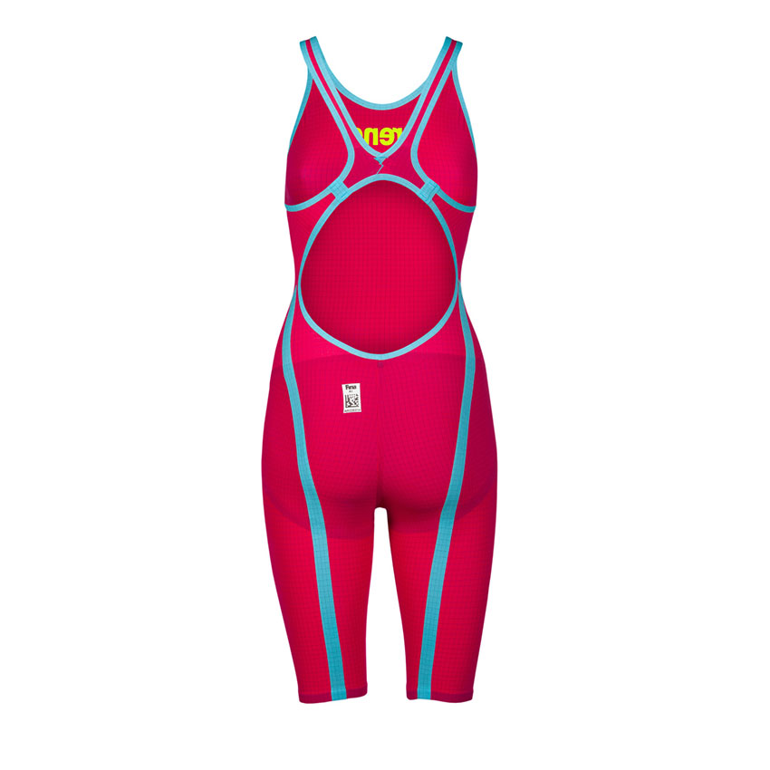 Red Turquoise Arena Carbon Flex VX Open Back Suit FINA approved