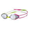 Arena Silver Green Pink Tracks Mirror Racing Goggles