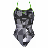 Arena Optical Ladies High Leg Swimsuit - Black / White / Green