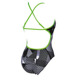 Arena Optical Ladies High Leg Swimsuit - Black / White / Green