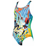 Arena Brasil Girls Swimsuit - Green / Orange