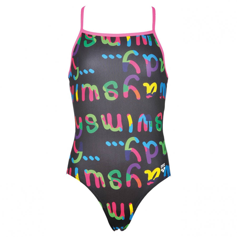Arena Log Girls Black Swimsuit 