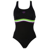 Arena Prestige Swimming Costume - Black / Green
