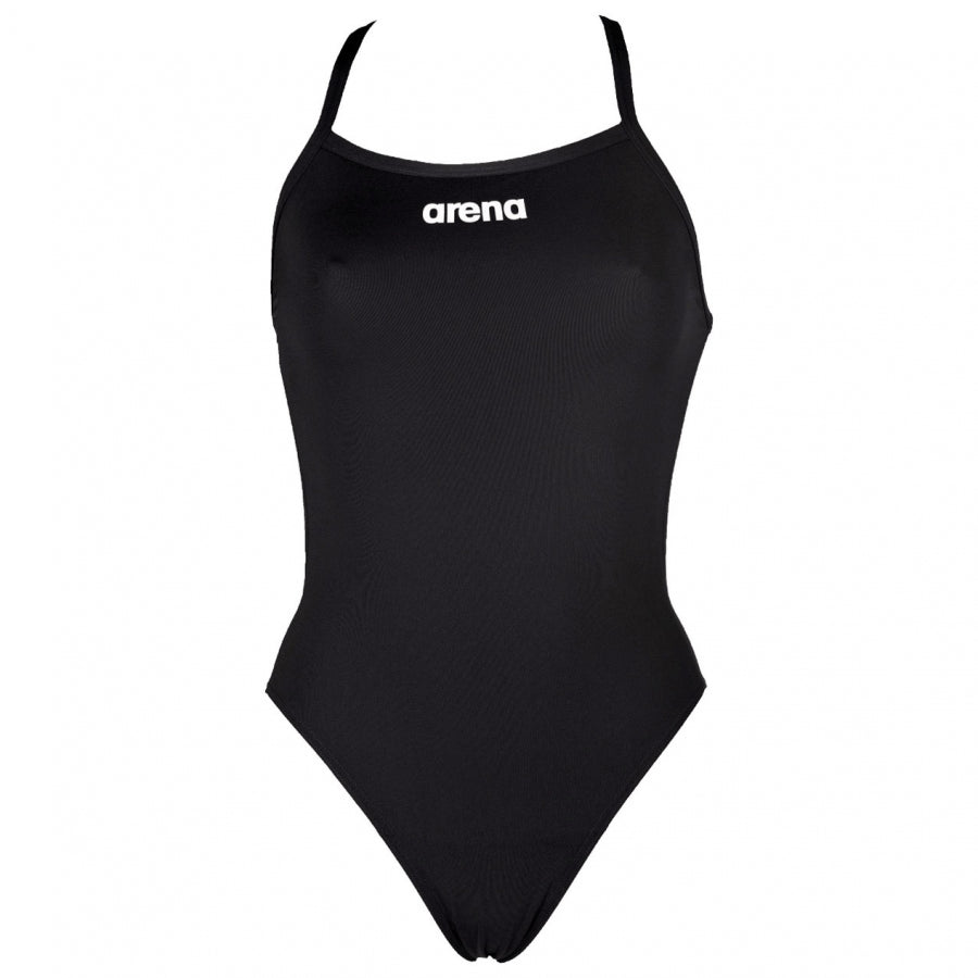 Arena 'Solid Light Tech' High Leg Black Swimsuit